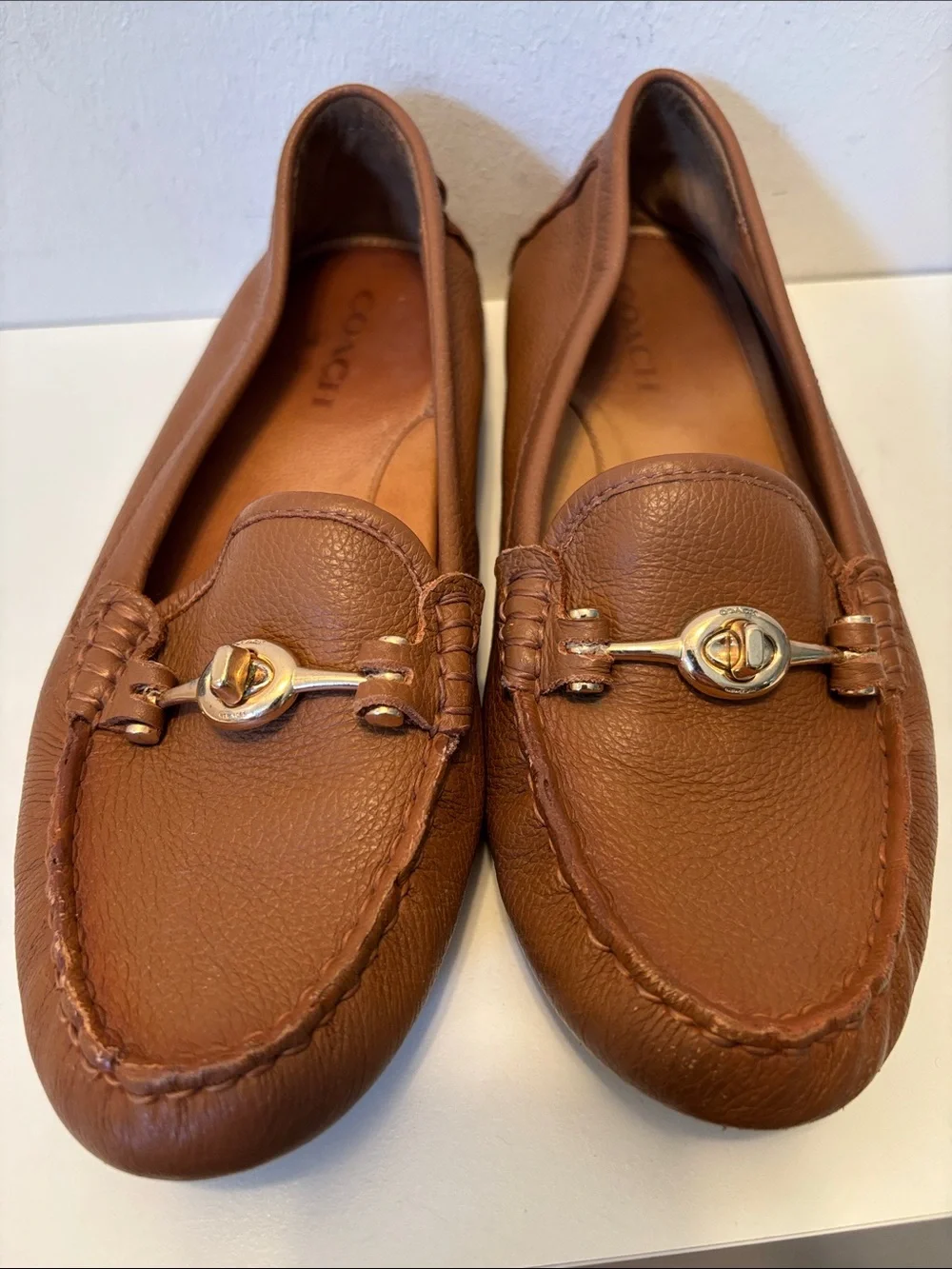 Coach Arlene Brown Leather Bit-Detail Loafers 8.5